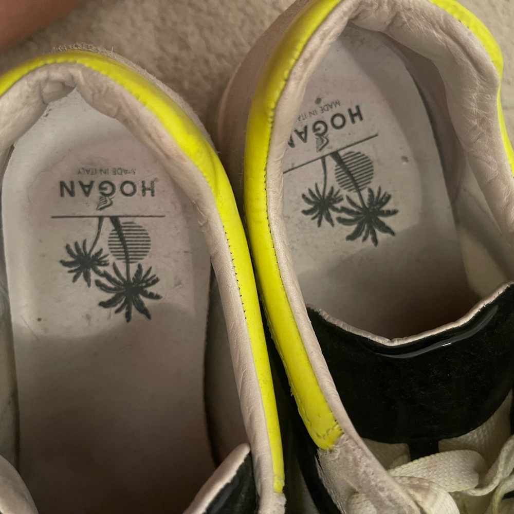 Hogan Kids White and Yellow Sneakers